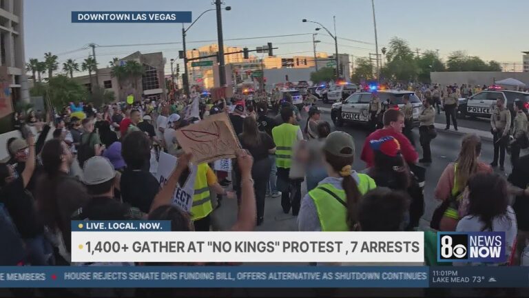 1,400 protestors attend “No Kings” in Downtown Las Vegas, 7 arrests made