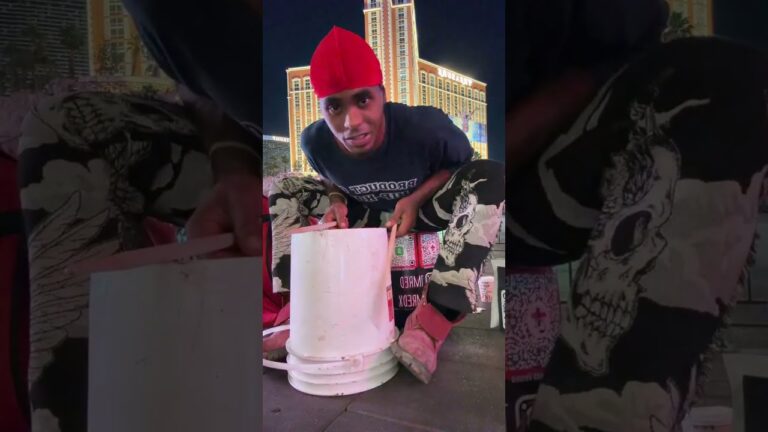 1mRED is live street performing bucket drumming busking on the las vegas strip ❤️👑🖍️
