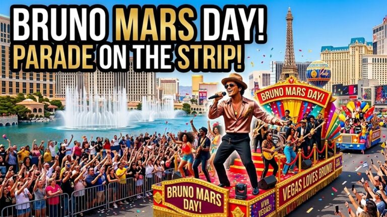 💥BRUNO MARS DAY PARADE! Las Vegas Strip! #brunomarsday #parade #lasvegasstrip