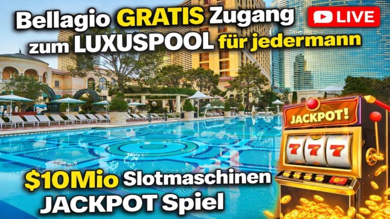 Bellagio LAS VEGAS Luxus Pool für $0 möglich?! 😱 & $10Mio JACKPOT SPIEL am Spielautomaten🎰🔥