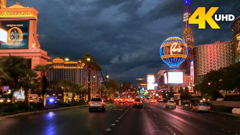 Las Vegas Strip 4K Night Drive | Bellagio, Caesars Palace & Downtown