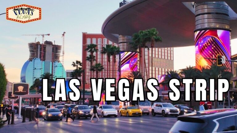 Las Vegas Strip Sunset Walk In Early April 2026 – Wynn, Sphere Displays, Venetian & More