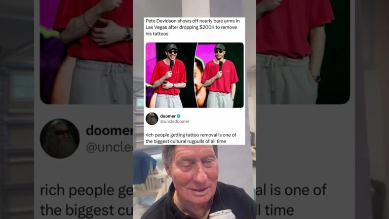 Pete Davidson Shows Off Bare Arms in Las Vegas After Dropping $200k To Remove His Tattoos. (grandpa)