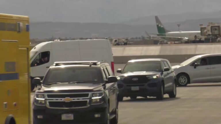 President Donald Trump arrives in Las Vegas