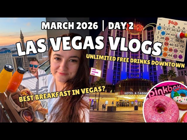 UNLIMITED FREE DRINKS IN VEGAS!?! | LAS VEGAS DAY 2 VLOG | EGGSLUT, PLAZA BINGO, SLOTS & PINK BOX
