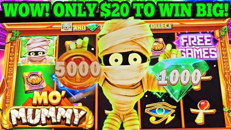 WOW! ONLY $20 TO WIN BIG ON MO MUMMY SLOT | SPOOKY LINK & MO MO MO MUMMY WINS | Las Vegas Slots