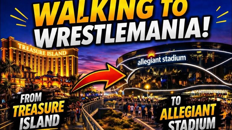 WrestleMania Vegas Walking Guide: TREASURE ISLAND to ALLEGIANT STADIUM (Live Route) 🏟️🚶‍♂️