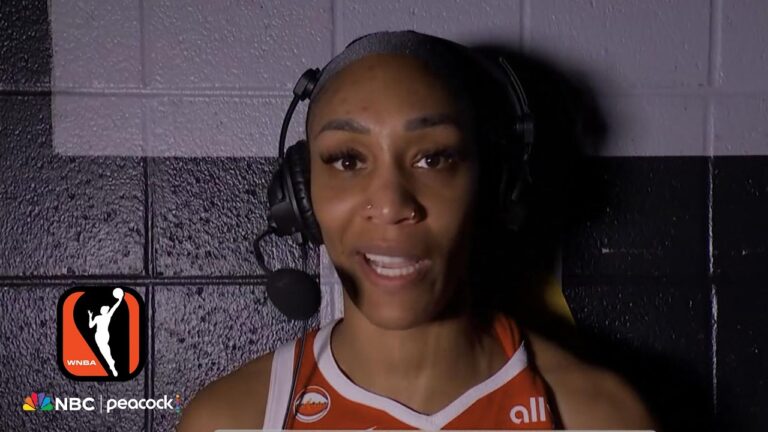 A’ja Wilson on Las Vegas Aces’ fourth straight win, Chelsea Gray | WNBA on NBC
