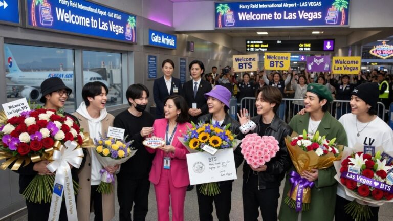 BREAKING! BTS Just Arrived in Las Vegas, Fans Crowd Harry Reid Airport 😱