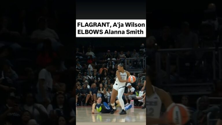😱 FLAGRANT, A’ja Wilson ELBOWS Alanna Smith | Las Vegas Aces WNBA women’s basketball #shorts #short