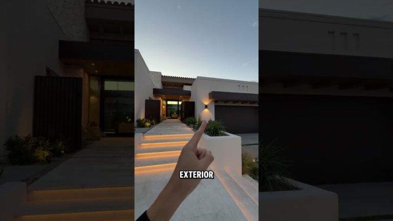 Grand limestone entrance on this $11 million Las Vegas mansion!