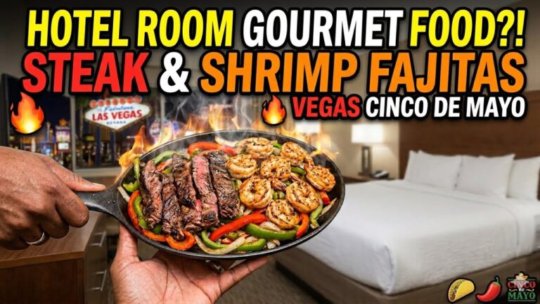 Hotel Room Gourmet Cooking?! Steak & Shrimp Fajitas in a Las Vegas Hotel Kitchen