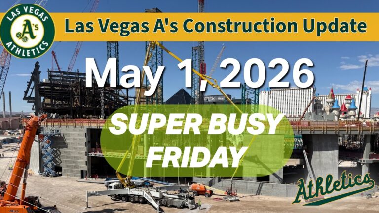 Las Vegas A’s Stadium Update: Concrete Pours & Big Red Crane Action! (May 1, 2026)