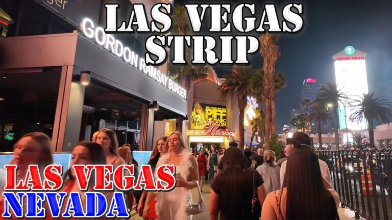 Las Vegas Strip – Saturday Night – Las Vegas – Nevada – 4K Walking Tour at Night