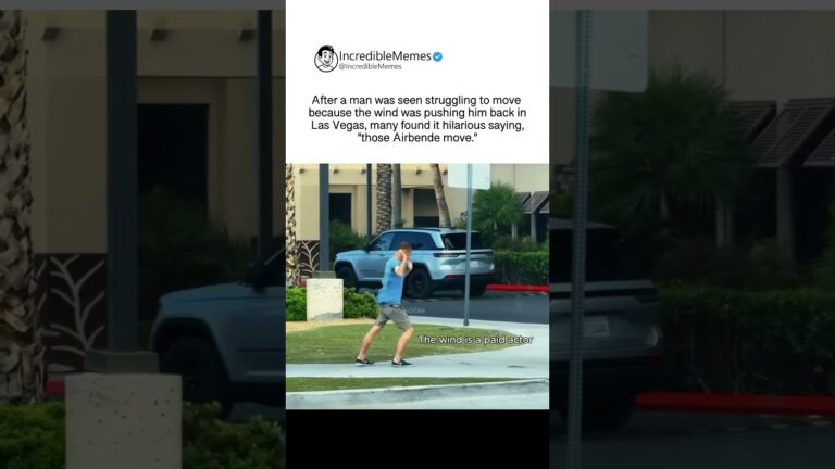 Man struggles to walk through an intense wind storm in Las Vegas #lasvegas