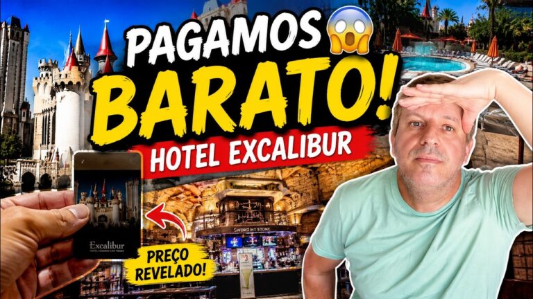 TOUR COMPLETO PELO HOTEL EXCALIBUR em Las Vegas! 🎰 Piscinas, quarto e preços