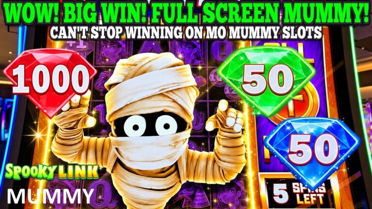 WOW! BIG MUMMY! BIG WIN ON SPOOKY LINK MUMMY SLOT | MO MUMMY SLOT BONUS WIN | Las Vegas Slots