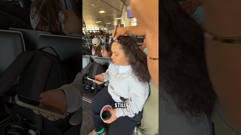 BRAIDING MY SISTERS HAIR AT THE AIRPORT 😱✈️🎰 #lasvegas