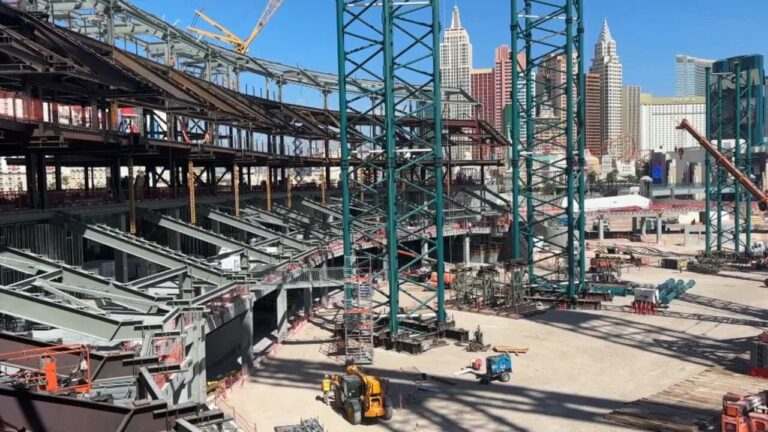 Steel rises at Athletics’ Las Vegas stadium site as construction progresses