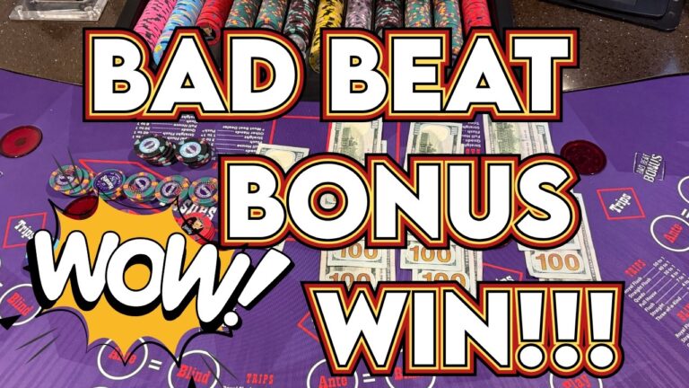 ULTIMATE TEXAS HOLD ‘EM (UTH) in LAS VEGAS! BAD BEAT BONUS WIN! 🍀🔥🔥