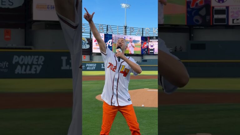 Viral Las Vegas Rapper Throws First Pitch + Performance 🏟️🧡 #vegasbaby