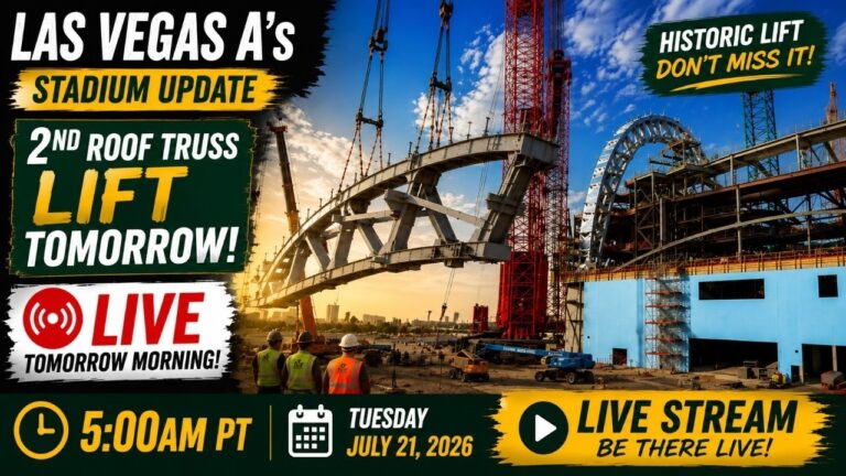 2nd Roof Truss Lift Las Vegas A’s Stadium Construction
