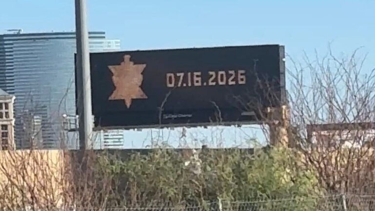 A mysterious sign appears in Las Vegas