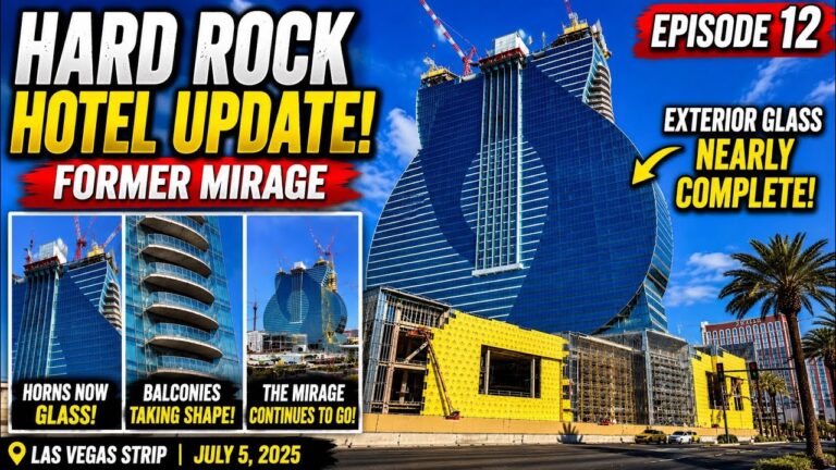 Hard Rock Guitar Hotel Update: Exterior Glass Nearly Complete at the Former Mirage￼