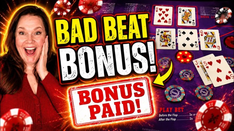 ULTIMATE TEXAS HOLD ‘EM (UTH) in LAS VEGAS! BAD BEAT BONUS PAID!! IRL 🍀🍀