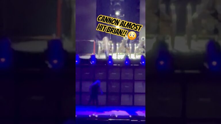 A cannon nearly hit Brian Johnson during AC/DC’s Las Vegas finale! 😱💥 #ACDC #LasVegas