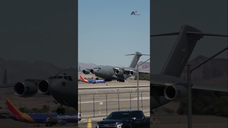 C-17 Landing Caught on Camera – Las Vegas 4K #avgeek #plane