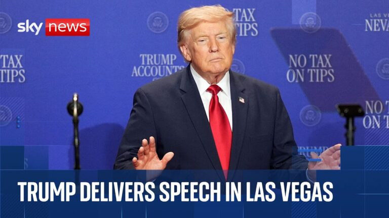 Donald Trump gives speech in Las Vegas as part of push to confront voter concerns