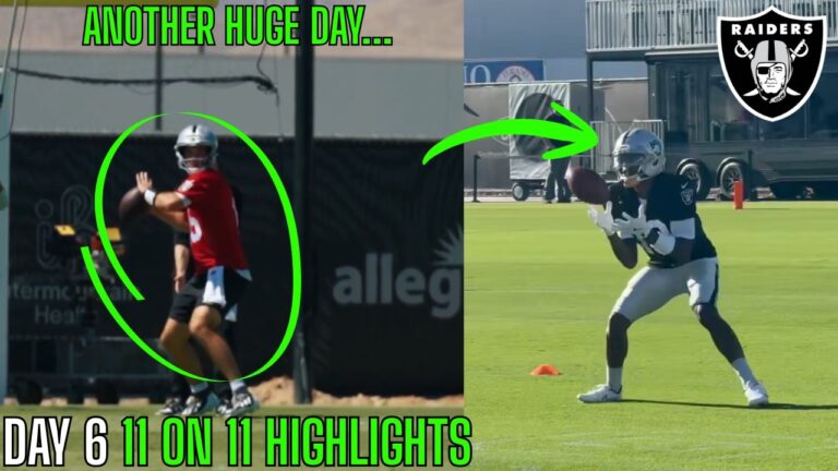 FERNANDO MENDOZA & MALIK BENSON Dominate Day 6 Las Vegas Raiders Training Camp Highlights…
