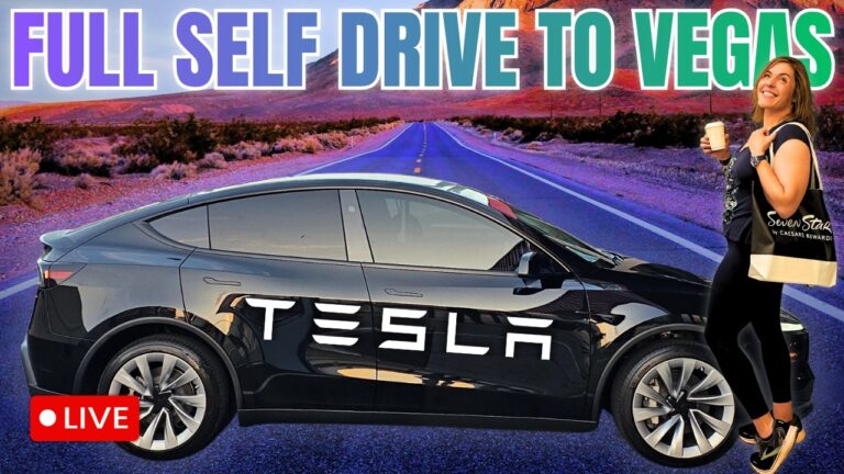 🔴LIVE: 95% Full Self Drive | Tesla Model Y Road Trip | LA to Las Vegas Strip | Desert Supercharging