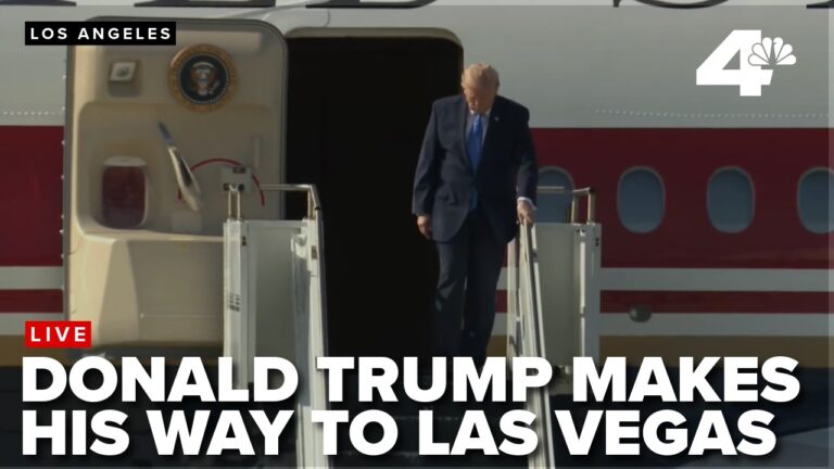 President Donald Trump lands in LAX ahead of Las Vegas