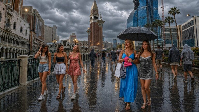 RAIN IN LAS VEGAS! 🌧️ | Walking the Strip – August 2026