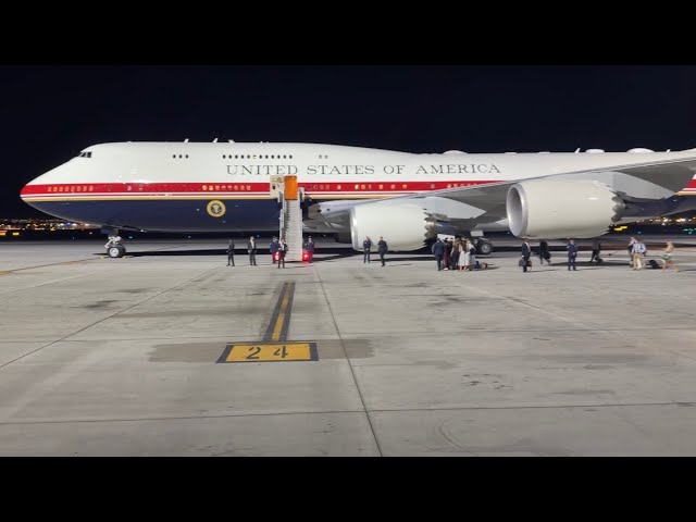 Trump arrives at Las Vegas airport