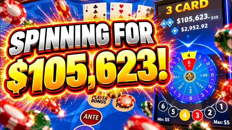 3 CARD POKER in LAS VEGAS! SPINNING FOR $105,623!! 🍀🍀 LET’S GO!!