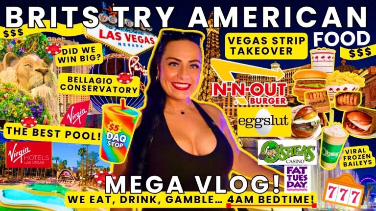 🎰NEW Las Vegas MEGA VLOG 🇬🇧BRITS Try American Food 🍳EGGSLUT🤑WE WON! ⛲️Bellagio & Virgin Hotel Pool🇺🇸