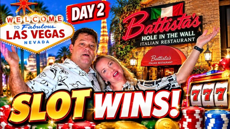 🎰 VEGAS DAY 2! BIG SLOT WINS 💰 + Battista’s Hole in the Wall!