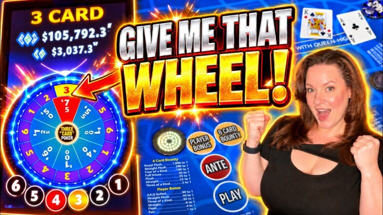 3 CARD POKER in LAS VEGAS! GIVE ME THAT JACKPOT WHEEL!! 💰💰 IRL