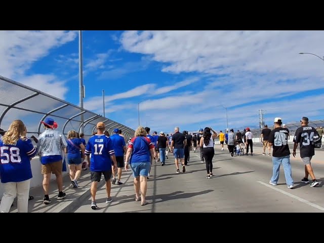 BUFFALO BILLS FANS TAKE OVER LAS VEGAS. ALLEGIANT STADIUM WALK WITH BILLS/RAIDERS FANS. OCT 18, 2026