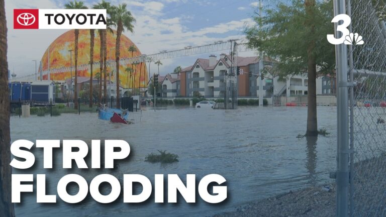 Flash flooding sends water rushing through streets near Las Vegas Strip