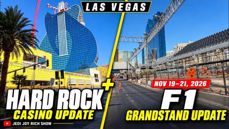 Las Vegas F1 Grandstands Rise + Hard Rock Guitar Hotel Construction Update!