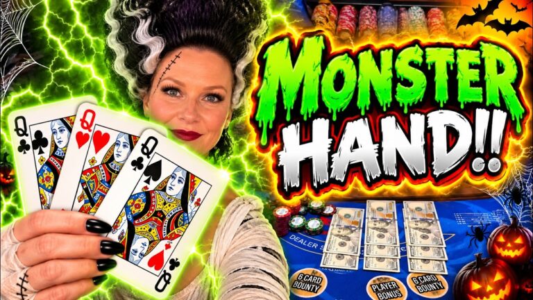 MONSTER HAND!! 🔥🔥 3 CARD POKER in LAS VEGAS!! #trips #viral #epic