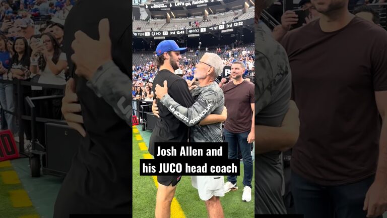 SPECIAL MOMENT PREGAME: Josh Allen meeting up with his JUCO head coach in Vegas #BillsMafia